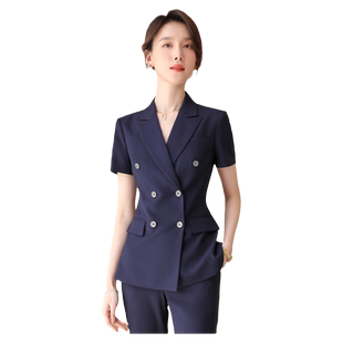 诗璐雅时尚双排扣西装女2026新款面试正装气质经理职业装工作服夏