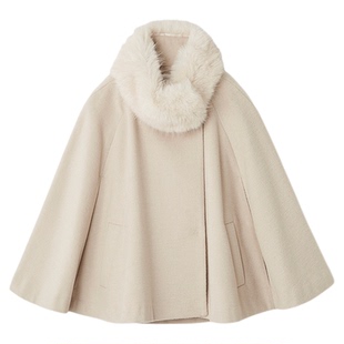 SNIDEL2025秋冬新品甜美千金风毛领斗篷毛呢大衣外套SWFC254154