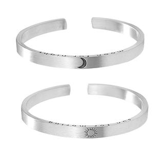 香港正生纯银纯银开口磨砂日月银手镯999足银情侣手镯银镯子女银