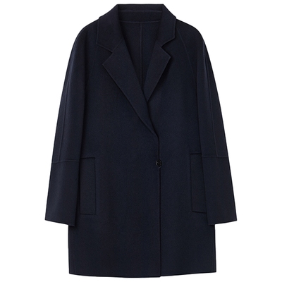 LANCY/朗姿2025年冬新款气质羊毛羊绒双面呢中长款大衣毛呢外套女