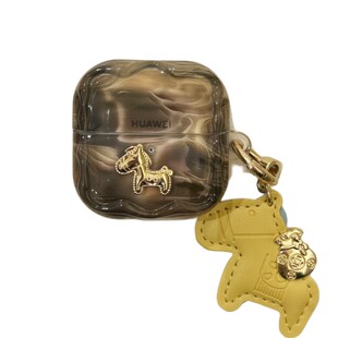 水波纹金色小马freeclip2保护套适用于华为freeclip保护套简约se3半透软壳airpodspro3代防摔6i新年耳机壳se2