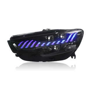 适用于12-15款奥迪A6L改装led跑马日行灯流光转向透镜C7大灯总成