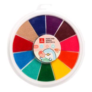 儿童手指画彩色印泥6/12色小学生幼儿园宝宝涂鸦颜料海绵印泥盘安全可水洗绘画DIY工具印尼手掌手指印泥印台