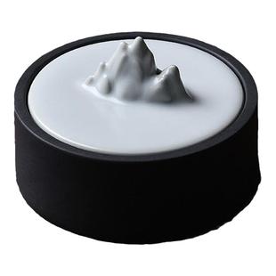 善琏湖笔毛笔书法砚台歙砚带盖摆件防蒸发墨池文房四宝天然原石磨墨专用陶瓷火锅墨碟笔墨纸砚墨盒洗笔防干