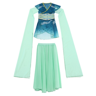 儿童水袖女童2025新款古典舞踏春行一梦惊鸿演出服飘逸甩袖练功服