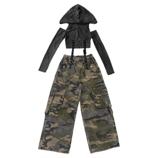 女童爵士舞服装潮酷时髦套装jazz跳舞kpop上衣少儿走秀街舞演出服