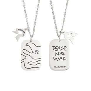 ROADLATIVE原创设计和平反战文字钛钢潮男军牌项链女叠戴通勤饰品