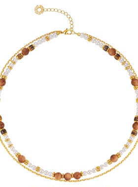 sunshifen青金石镀18k金串珠项链