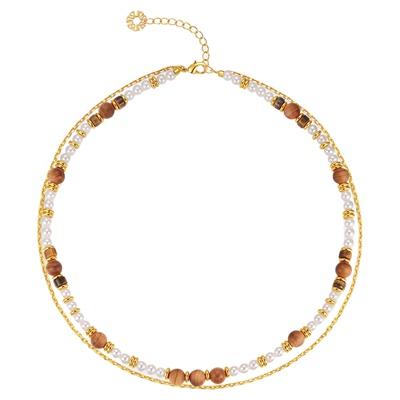 sunshifen青金石镀18k金串珠项链