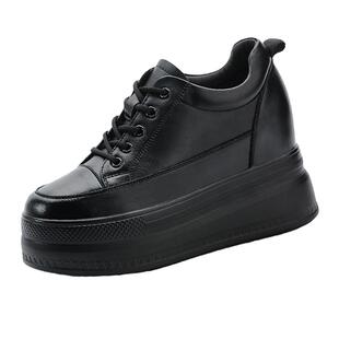 圣恩熙 百搭内增高小白鞋女2026新款春秋显脚小透气真皮休闲鞋9cm