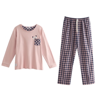 秋鹿【超柔软】纯棉睡衣女2025秋冬季新款卡通格子长袖家居服套装