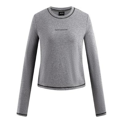 A21女装圆领短款长袖T恤