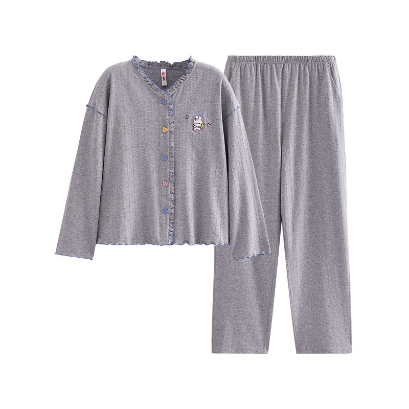 芬腾布朗熊睡衣女2026秋季新款长袖棉质春秋款开衫女士家居服套装
