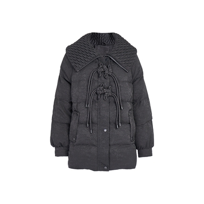 马天奴翻领提花鹅绒羽绒服