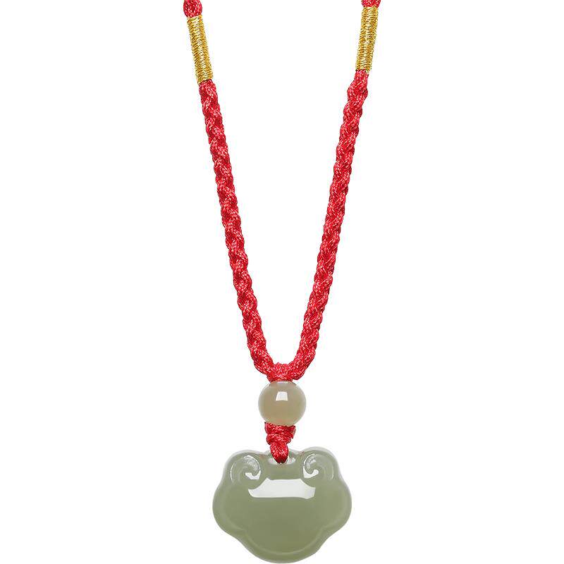 周六福和田玉青玉石如意吊坠