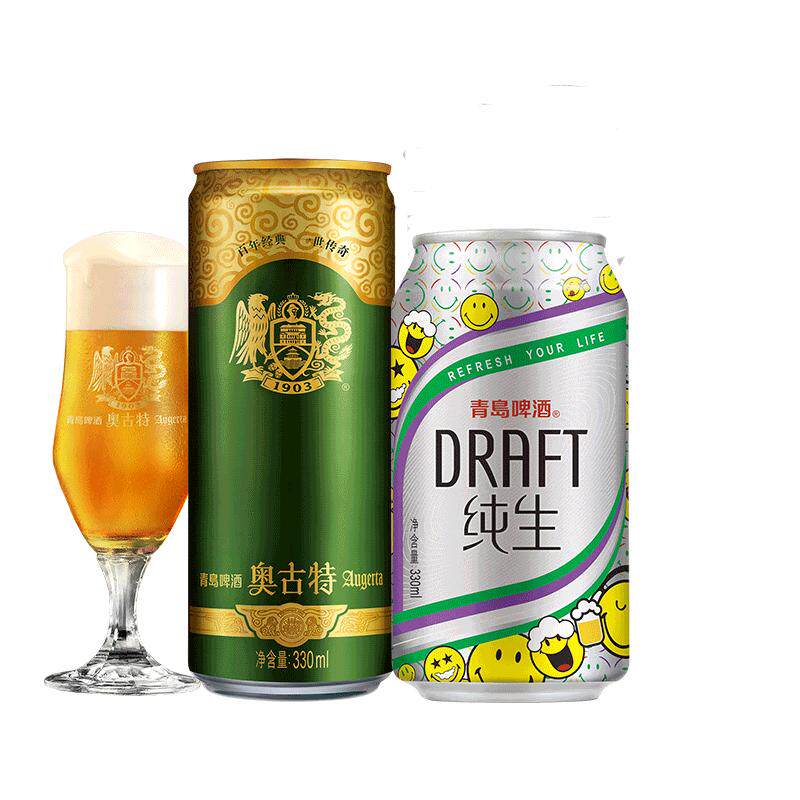 青岛啤酒奥古特330ml*24听+纯生330ml*24听组合