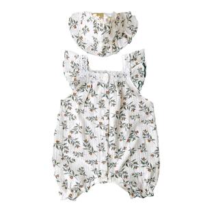 婴儿衣服夏季薄款吸汗透气新生女宝宝连体衣爬服百天包屁衣0-3岁