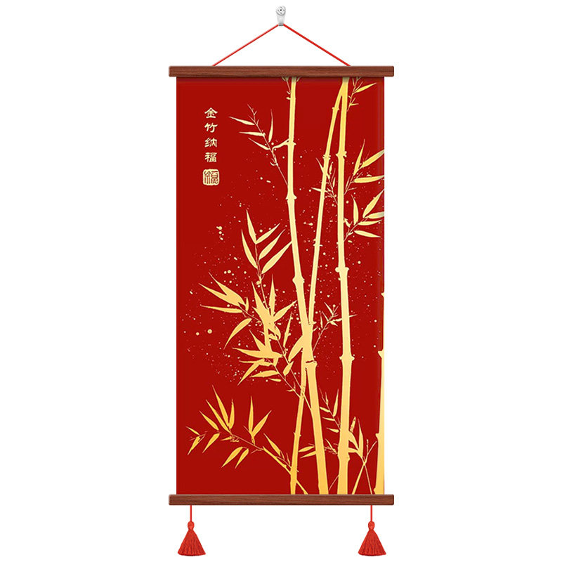 中式竹子玄关装饰画金竹纳福挂画