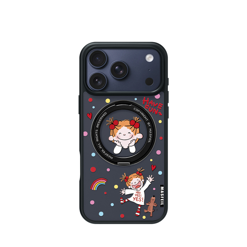 MASFEIL × 波点女孩适用苹果17promax手机壳iPhone16pro新款磁吸带支架ip15全包Fo5支点高级感17好看可爱女