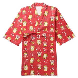 tutuanna春秋家居服睡衣 女 起毛布老虎满印甚平长款全棉睡裙女