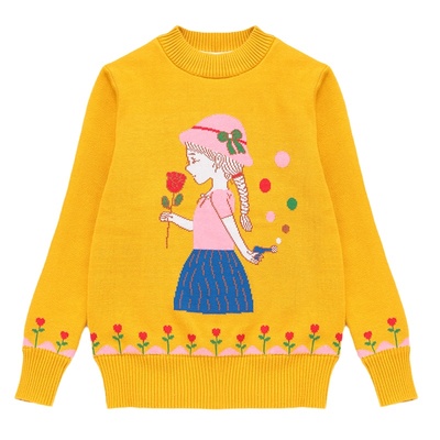 女童加绒加厚纯棉毛衣针织打底衫