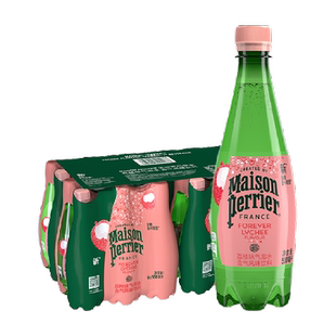 法国进口氼颂家巴黎水小彩瓶荔枝味气泡水500ml*24瓶