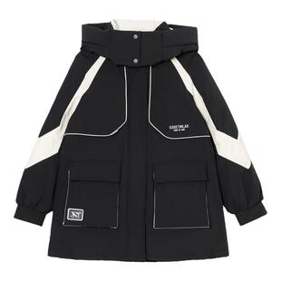 派克棉服外套中长款气质女冬季冲锋棉衣撞色时尚宽松加厚羽绒棉袄