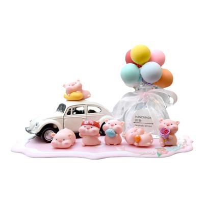 网红小猪迷你公仔车上装饰摆件
