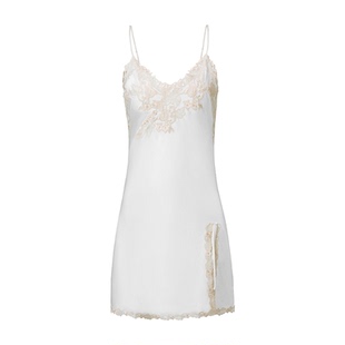 2026秋季新色LP手工蕾丝花边睡裙女神纯白性感金色花边内搭吊带裙