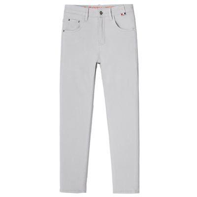 高端米灰色牛仔裤男修身小脚厚款