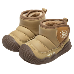 炜俊亿足宝宝雪地靴儿童鞋子男宝宝棉鞋冬季加绒婴儿鞋子女童棉鞋