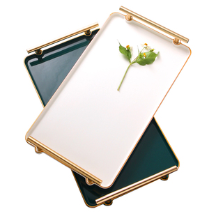 托盘长方形北欧家用陶瓷客厅放茶杯杯子收纳轻奢水杯茶水摆件托盘