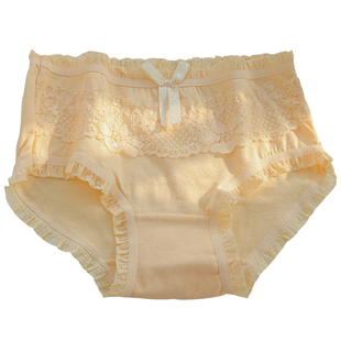 内裤简约纯色肤色奶油色蕾丝花边纯欲全棉裆少女日系大码