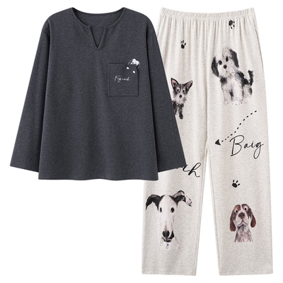 都市丽人纯棉女款睡衣秋冬款套装