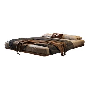 红晟无床头悬浮床中古风小户型卧室床2米x2米2大床实木无靠背床架