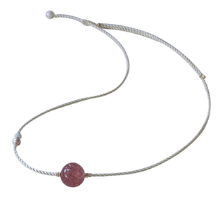 原创设计天然草莓晶单珠项链珍珠宝石编织项圈古风手工订做锁骨链