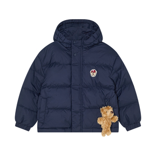 NOISY TEDDY 25年冬季新款可爱立体熊舒适保暖儿童连帽羽绒服百搭