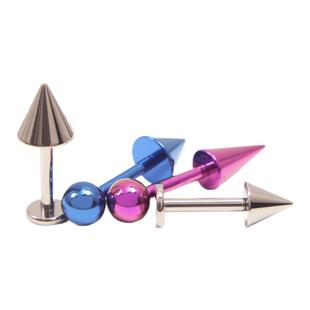 F136钛合金恶魔耳骨钉唇钉尖锥铆钉耳钉防过敏内螺纹小众穿刺饰品