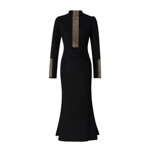 MD千亿【洛神凌波】2025冬季修身优雅设计感轻奢潮流长款连衣裙