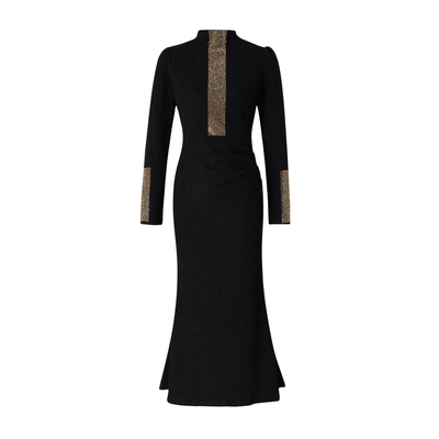 MD千亿【洛神凌波】2025冬季修身优雅设计感轻奢潮流长款连衣裙