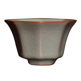 台湾柏采窑四代粉青八方杯汝窑茶杯复古风全手工杯子中式陶瓷茶具