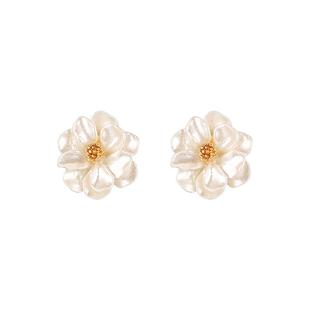 925银针山茶花耳钉女小众设计感气质耳环2025新款高级感轻奢耳饰