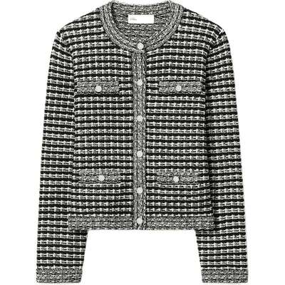 【季末礼遇】TORY BURCH 汤丽柏琦 圆领长袖纽扣提花开衫 163244