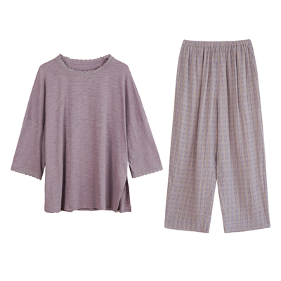 棉感春夏简约舒适女家居服套装