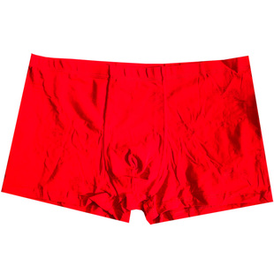 威德龙胖哥全棉内裤肥佬男士大红裤本命年平角裤四角纯棉短裤红色