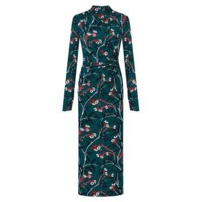 [天丝羊毛]DVF2025秋冬新款竹林花影修身连衣裙DL3T009