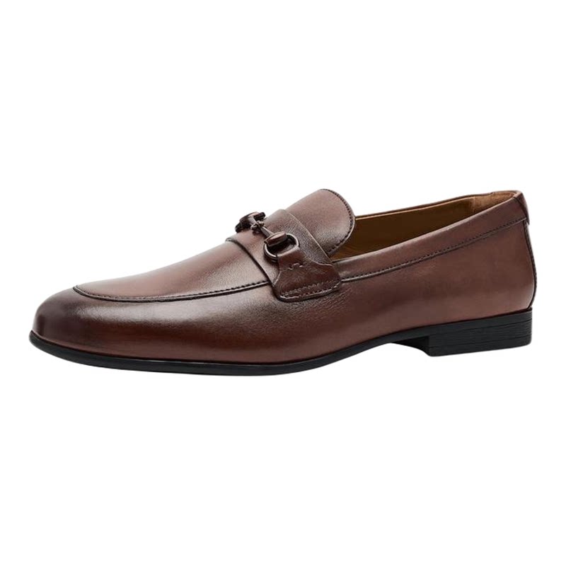海外代购Florsheim男士休闲皮鞋舒适透气久穿不累圆头金属马衔扣