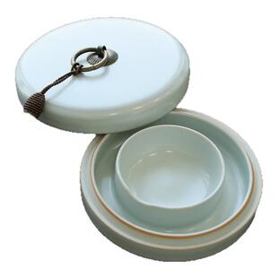 问心堂火锅砚陶瓷墨盒墨碟墨汁龙泉青瓷砚台专用带盖笔洗文房四宝书法用品国画工具搁笔台笔山笔舔