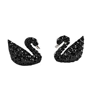 黑天鹅s925纯银耳钉小众设计养耳洞镶锆石简约ins风防过敏耳环