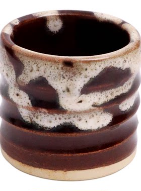 日本常滑烧 旋纹褐盖置 放壶盖 纯手工日式陶茶具 茶席摆件